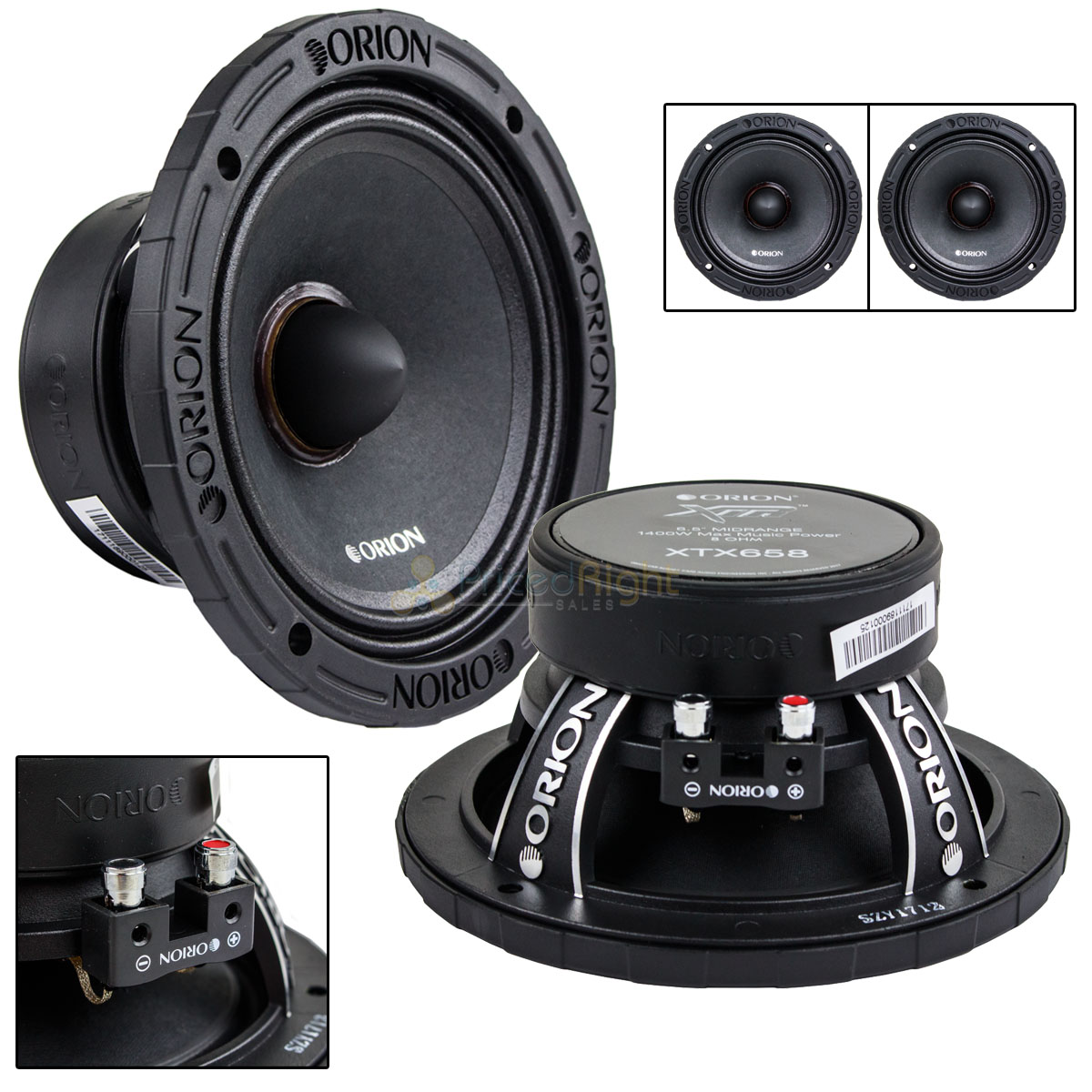2 Orion Audio 6.5" Mid Range Speakers 1400 W Watt Bass Loud 8 Ohm Pair